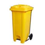 Garbage Bin 120Ltr Single Door with Pedal & Wheel,54x47x90cm Yellow Color