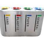 Stainless Steel commercial trash bin brushed Finish 4 top_60Ltr each bin L 120 x W 36 x H 75