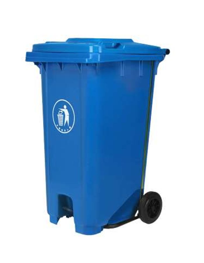 Garbage Bin 120Ltr Single Door with Pedal & Wheel,54x47x90cm Blue Color
