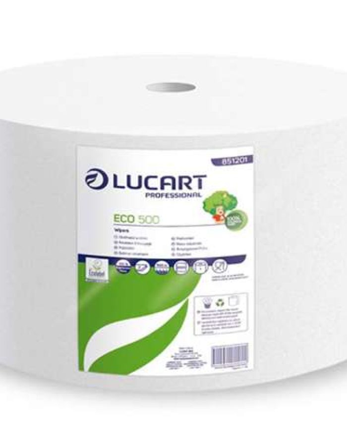 LUCART Italy Industrial Roll  Eco, 2ply 500 m Roll (2000 sheetsx25cm Lx 25cm W)