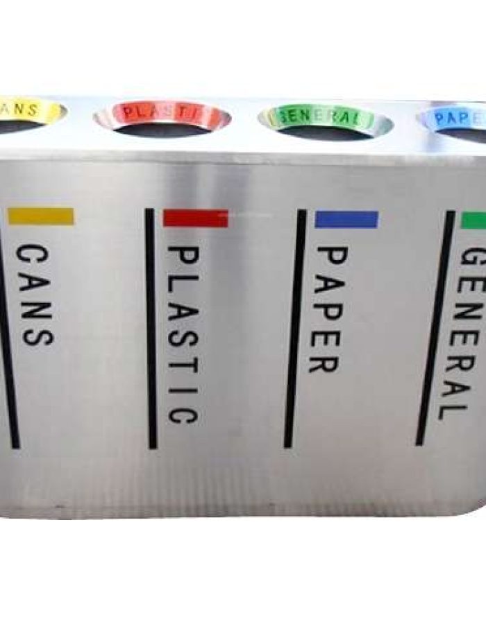 Stainless Steel commercial trash bin brushed Finish 4 top_60Ltr each bin L 120 x W 36 x H 75