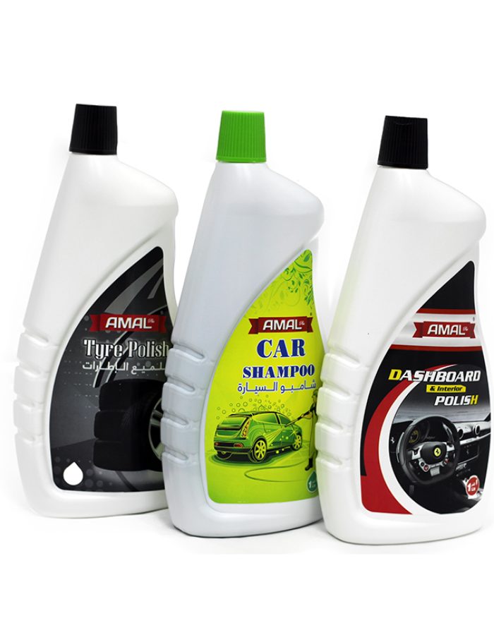 Amal Plus Car Care Combo 1Ltr – Dashboard Polish, Tyre Polish & Car Shampoo