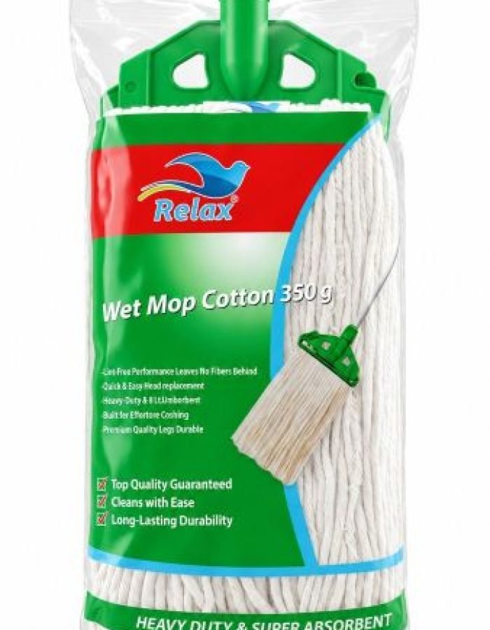 Wet Mop 350 Gram with Plastic Coated Wooden Handle
